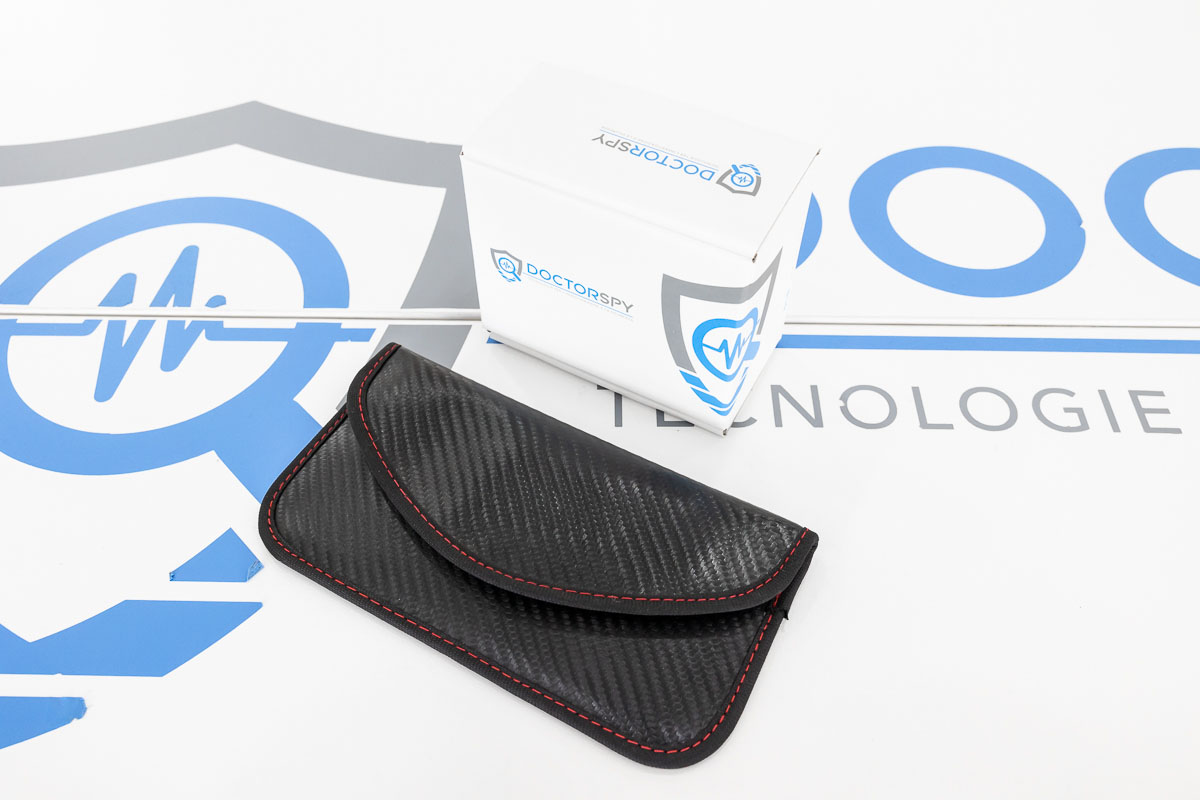 Custodia anti intercettazione cellulare in ecopelle con cuciture rosse CAI.03