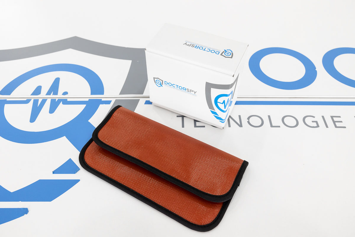 Custodia jammer per smartphone in ecopelle arancio CAI.07