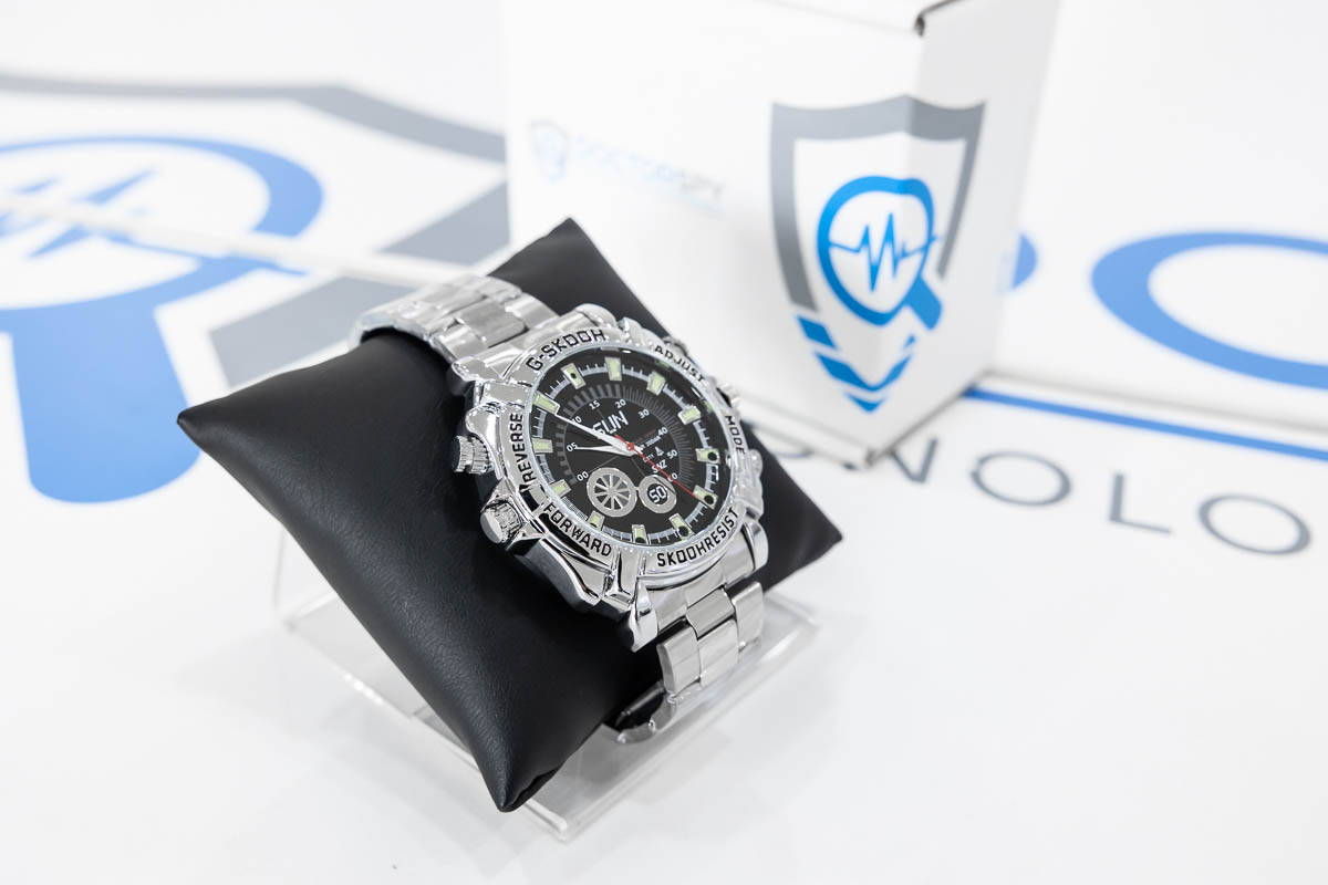 Mini telecamera con registratore incorporato (DVR) e infrarossi in cronografo d'acciaio CAM.79