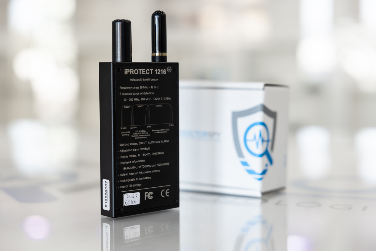Rilevatore di microspie RF professionale iProtect 1216 Digiscan-labs a 3 bande fino a 12 GHz, con rilevamento wifi, 3g, Bluetooth, RIL.40
