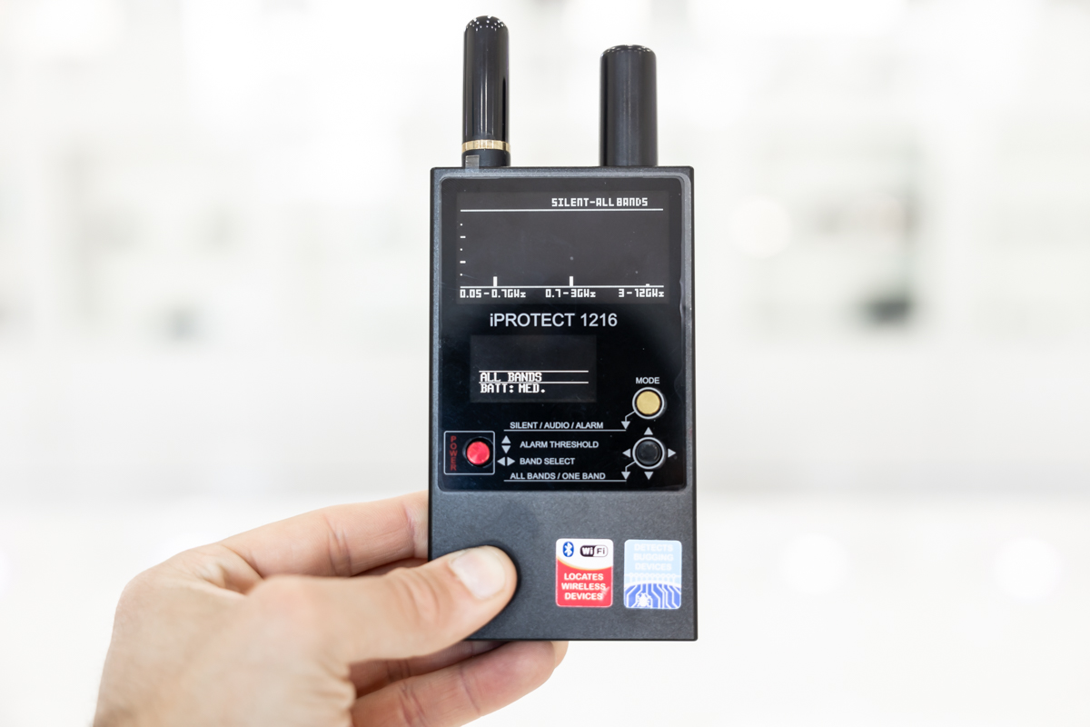 Rilevatore di microspie RF professionale iProtect 1216 Digiscan-labs a 3 bande fino a 12 GHz, con rilevamento wifi, 3g, Bluetooth, RIL.40