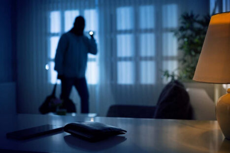 Un ladro entra in una casa per rubare