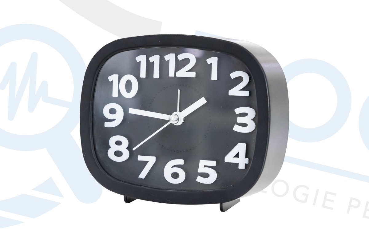 Orologio da tavolo con quadrante nero con integrata una microcamera wifi full HD per videosorveglianza discreta CAM.W.17