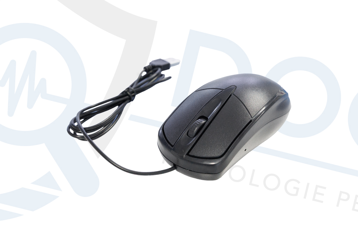 Mouse con filo e microcamera WiFi CAM.W.09 su sfondo bianco